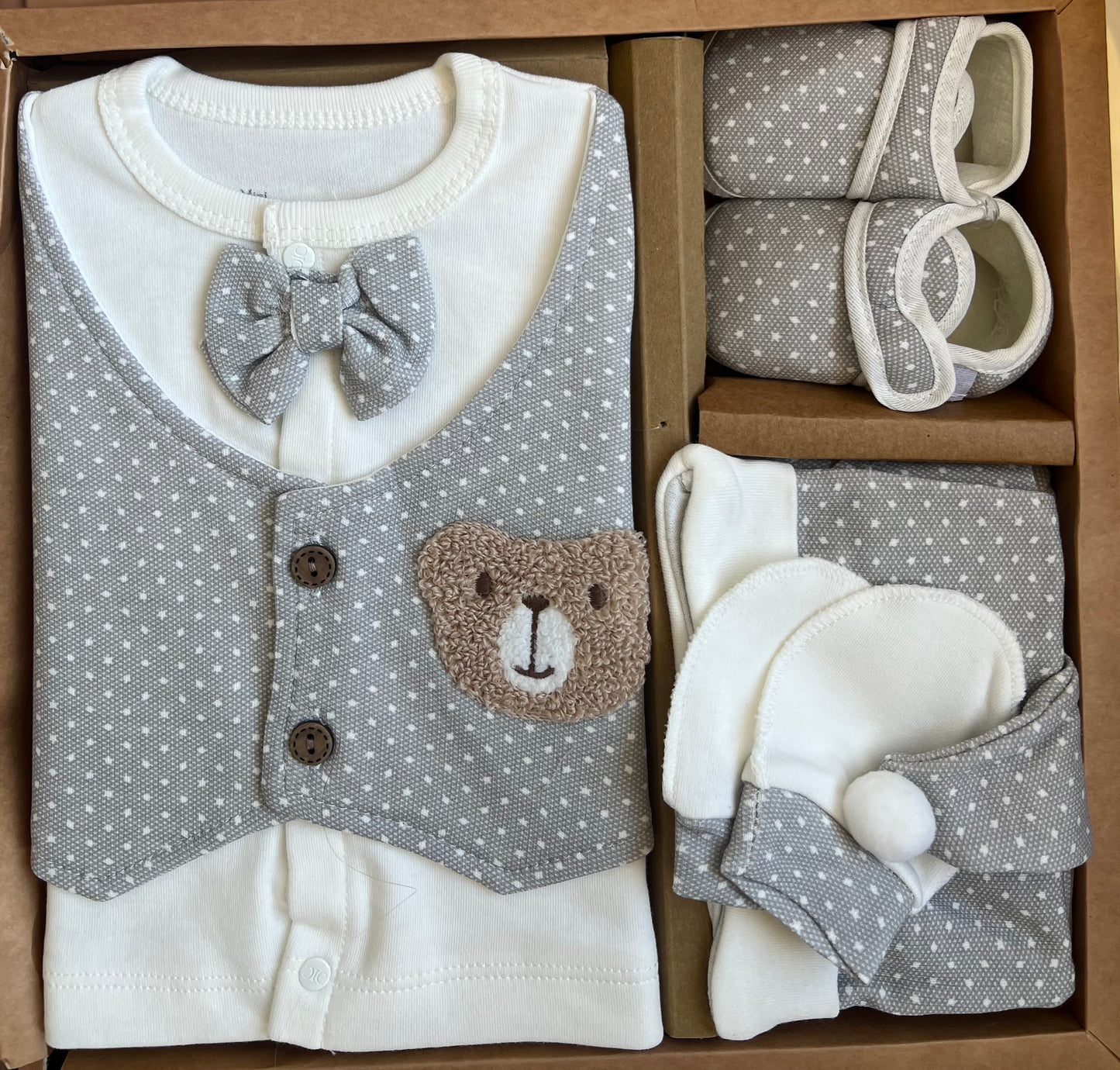Baby Newborn Set 5 teilig - Teddy Grey (geringe Menge)