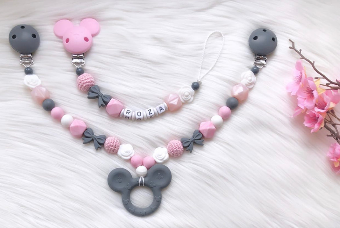 Wagenkette Rosa Maus mit Maus-Anhänger