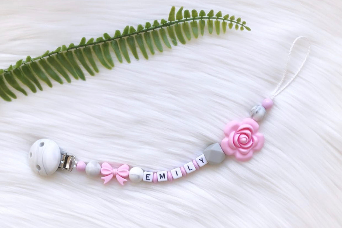 Schnullerkette Rosa Rose