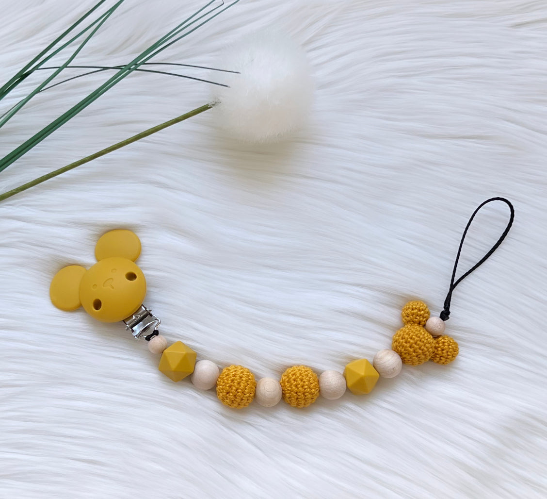 Schnullerkette Yellow Maus