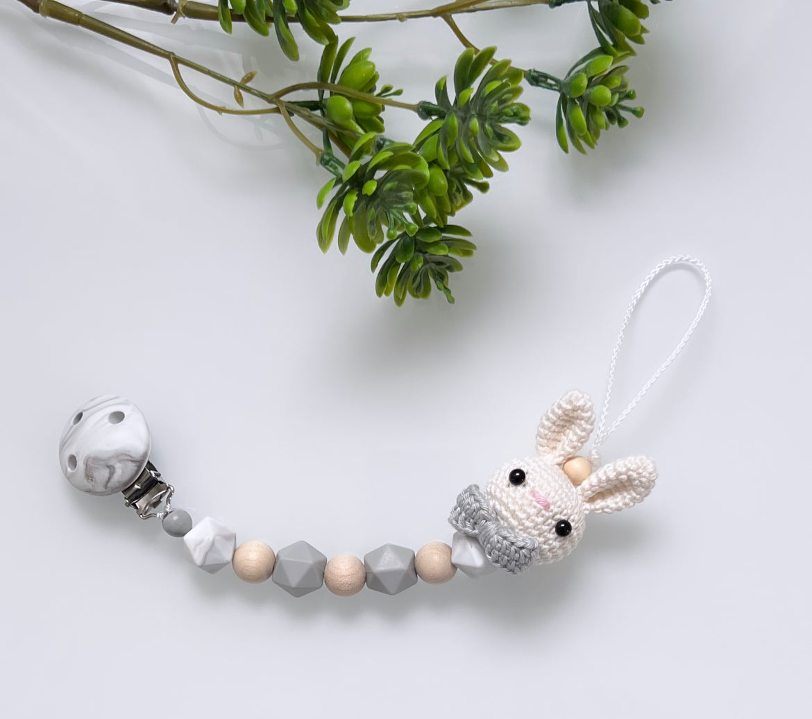 Schnullerkette Grauer Hase