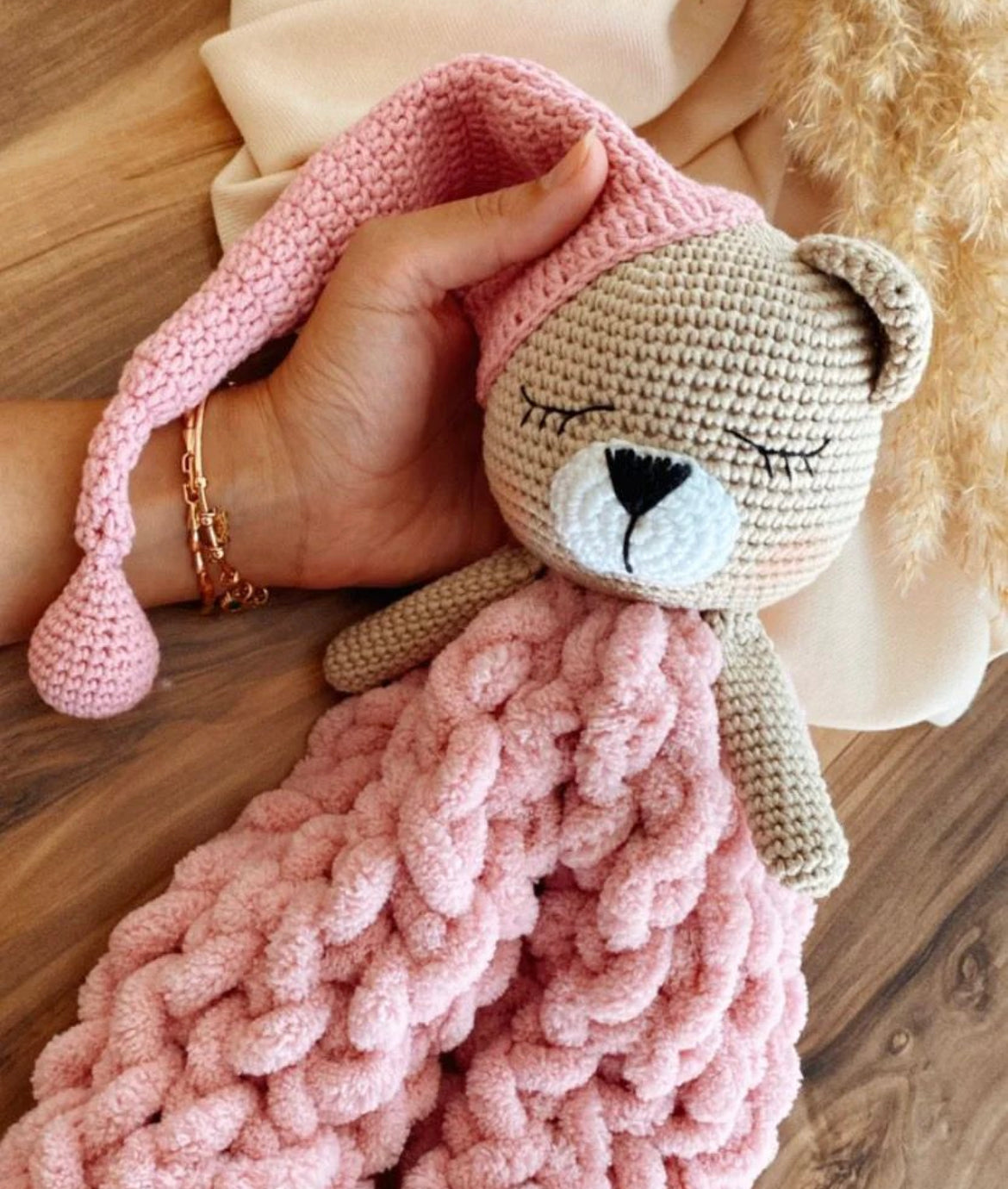 Baby Häkelschmuse Schlaffreund Rosa