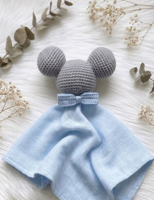 Baby Musselin Schnuffeltuch Blaue Maus