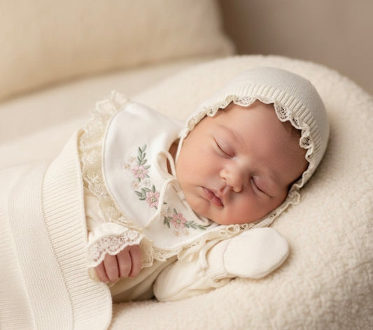 Baby Newborn Set Samt Spitzendetail 