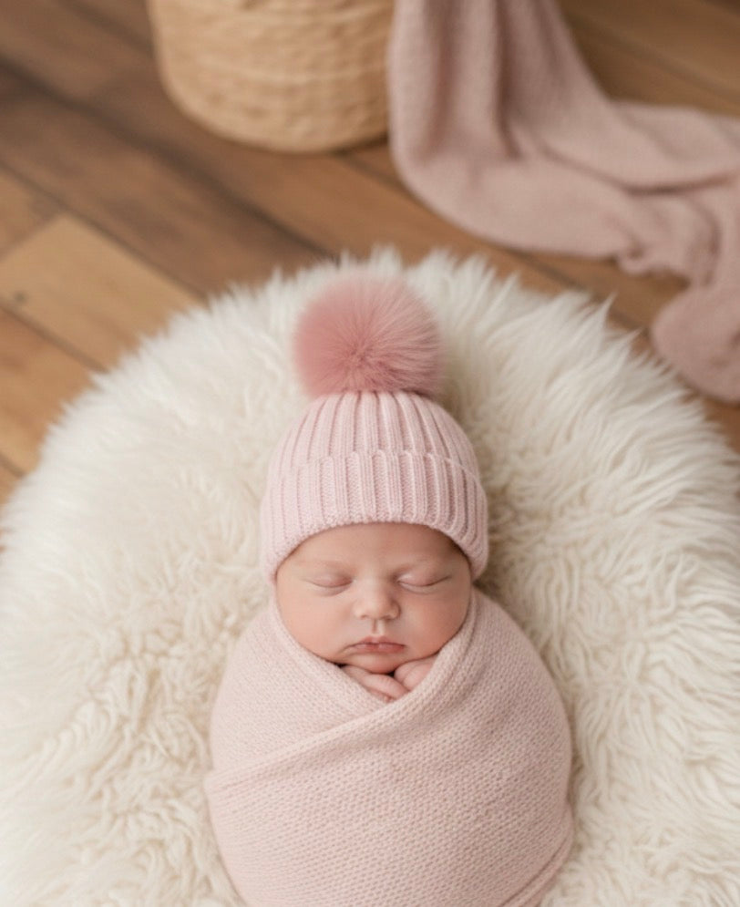 Baby Mütze mit abnehmbaren Bommelmütze (soft)