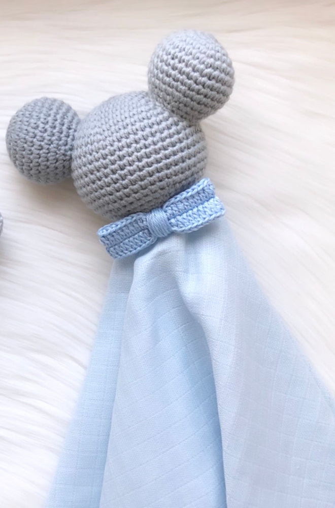 Schnuffeltuch Maus - Blau Musselin *** Abverkauf ***