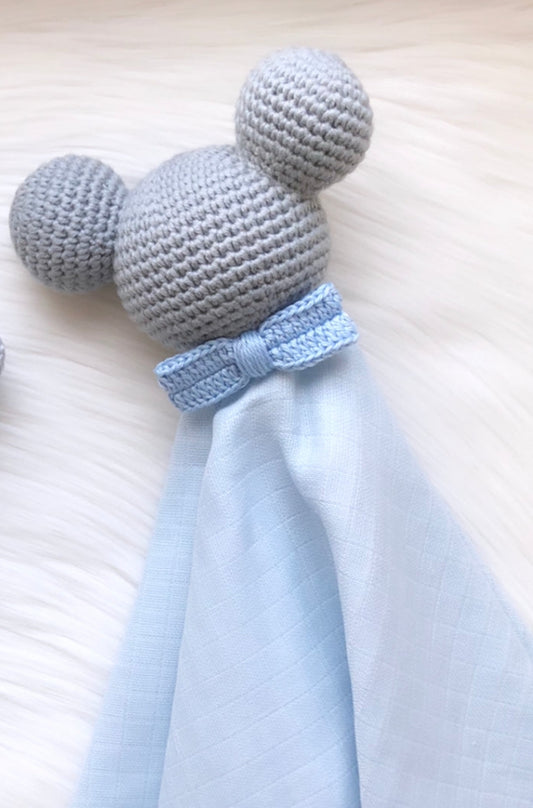 Schnuffeltuch Maus - Blau Musselin *** Abverkauf ***