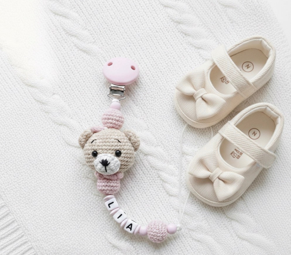 Baby-Ballerinas mit Schleife – Creme - Ecru