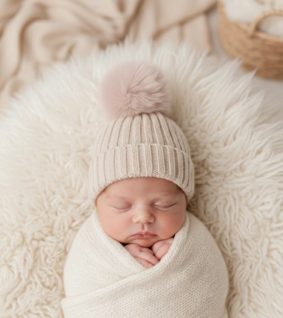 Baby Mütze mit abnehmbaren Bommelmütze (soft)