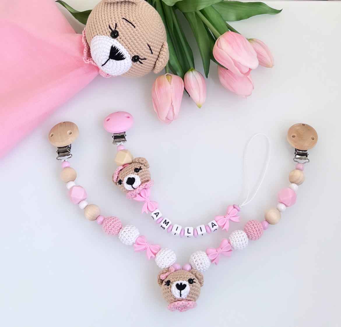 Lovely Bär-Set 5 - Schnullerketten-Yasi