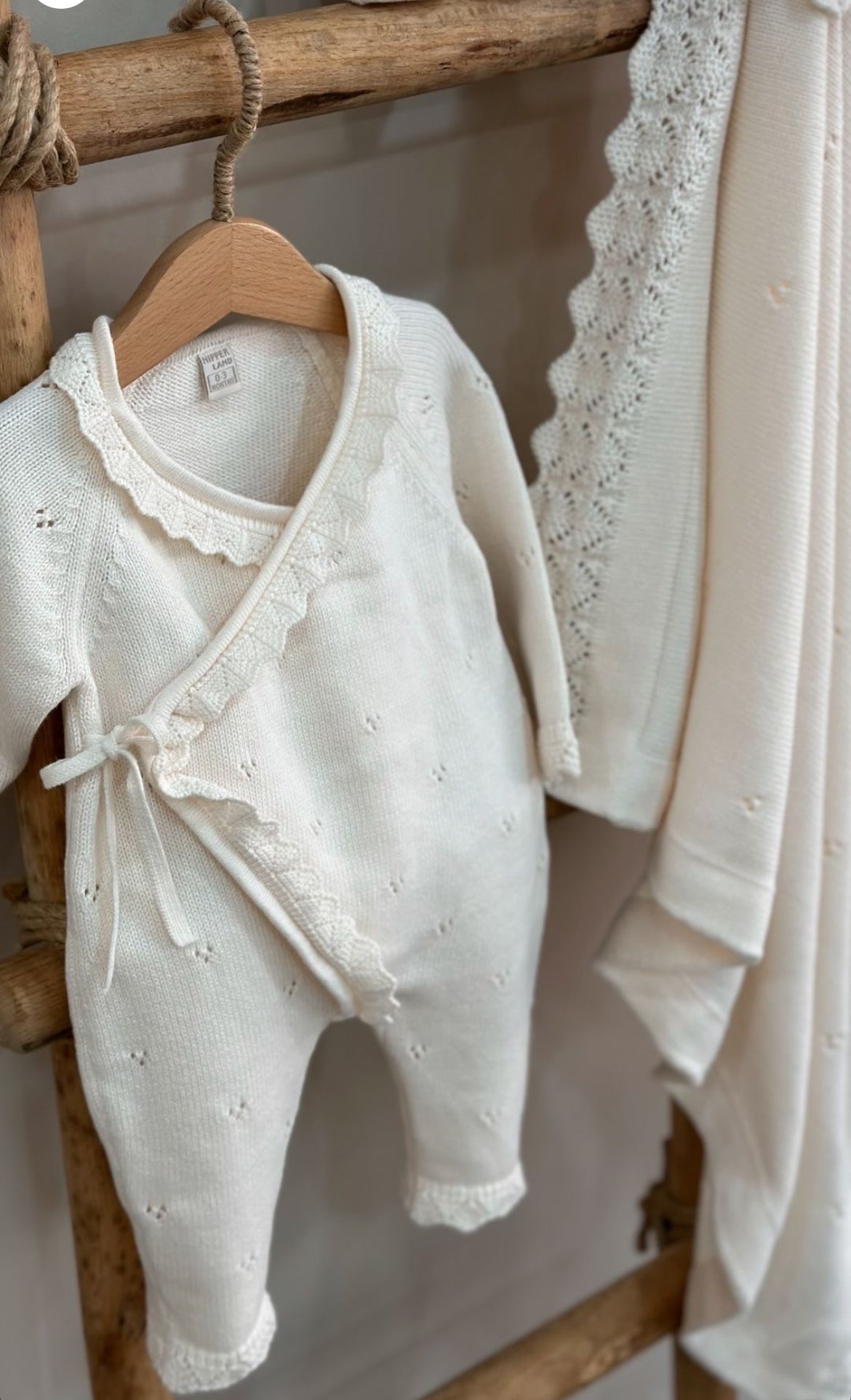 Baby Newborn 5 Teilig Strickset - Wickeloverall - Creme ***Lieferung in 3-4 Wochen***