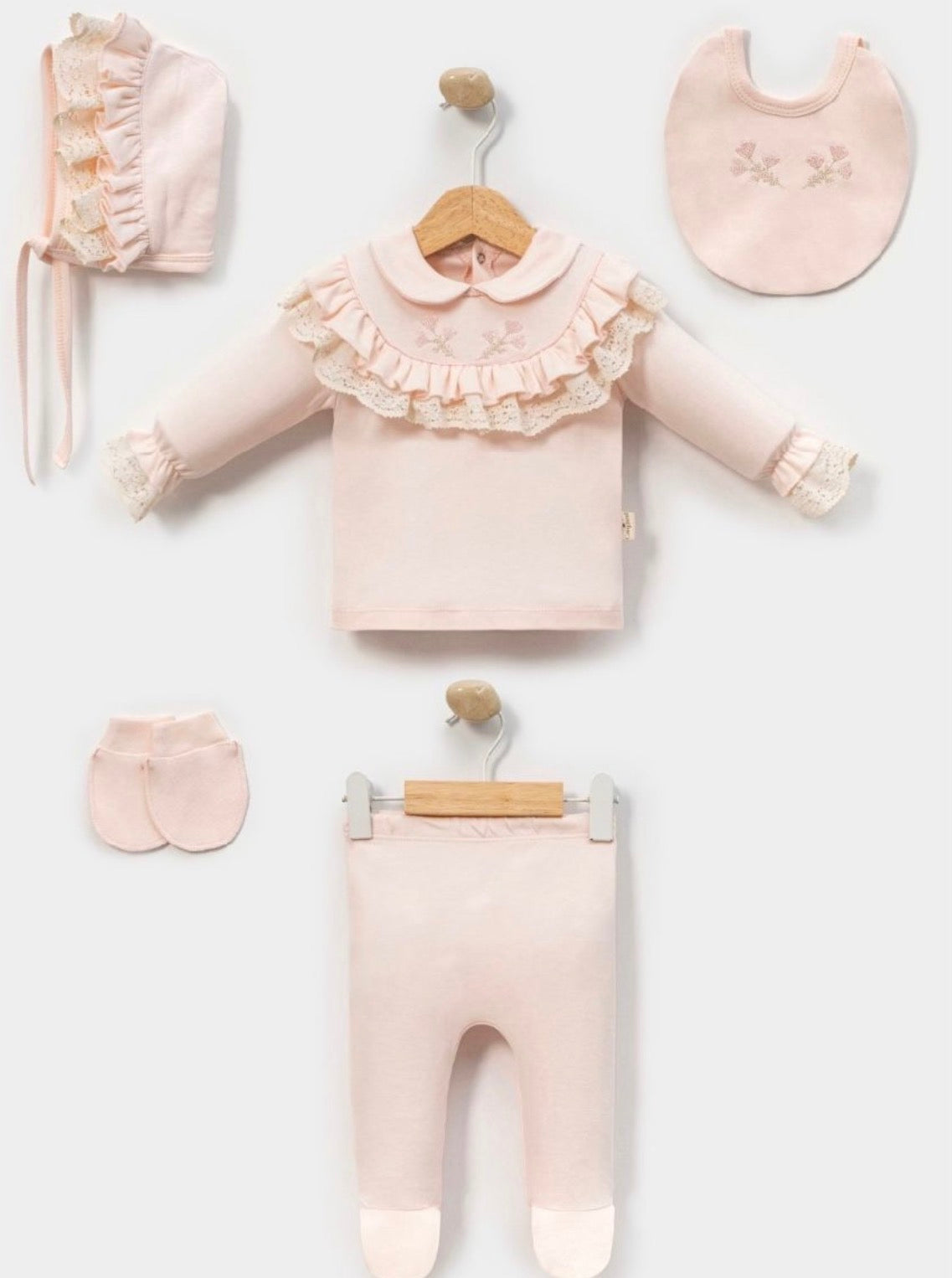 Baby Newborn Set mit Rüschen 5 Teilig