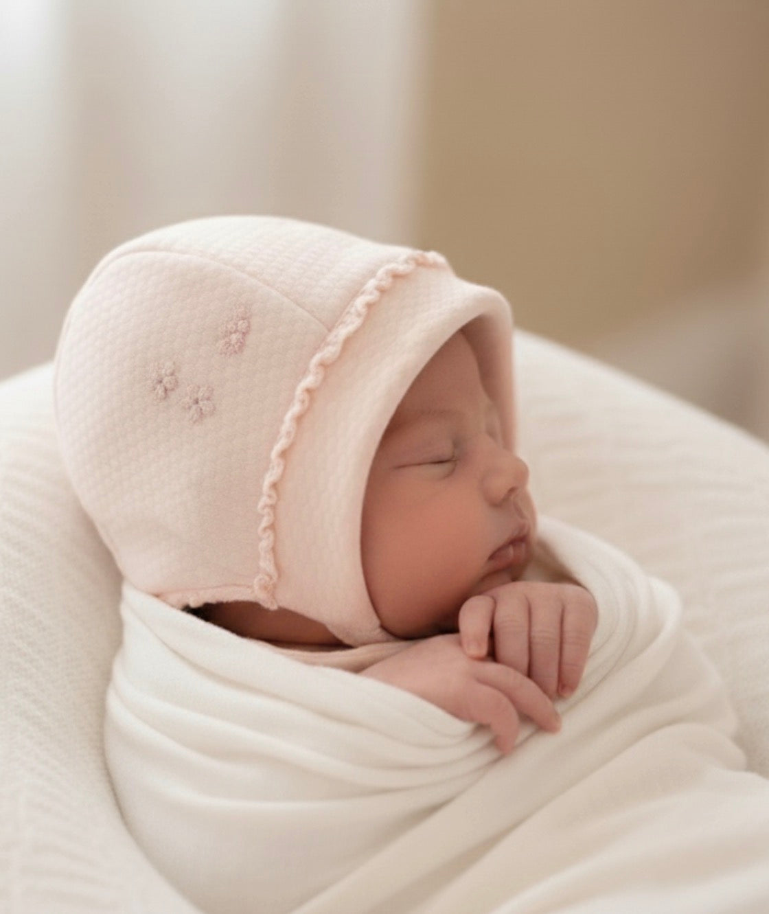 Neugeborenen Baby Mütze Rosa mit Blume