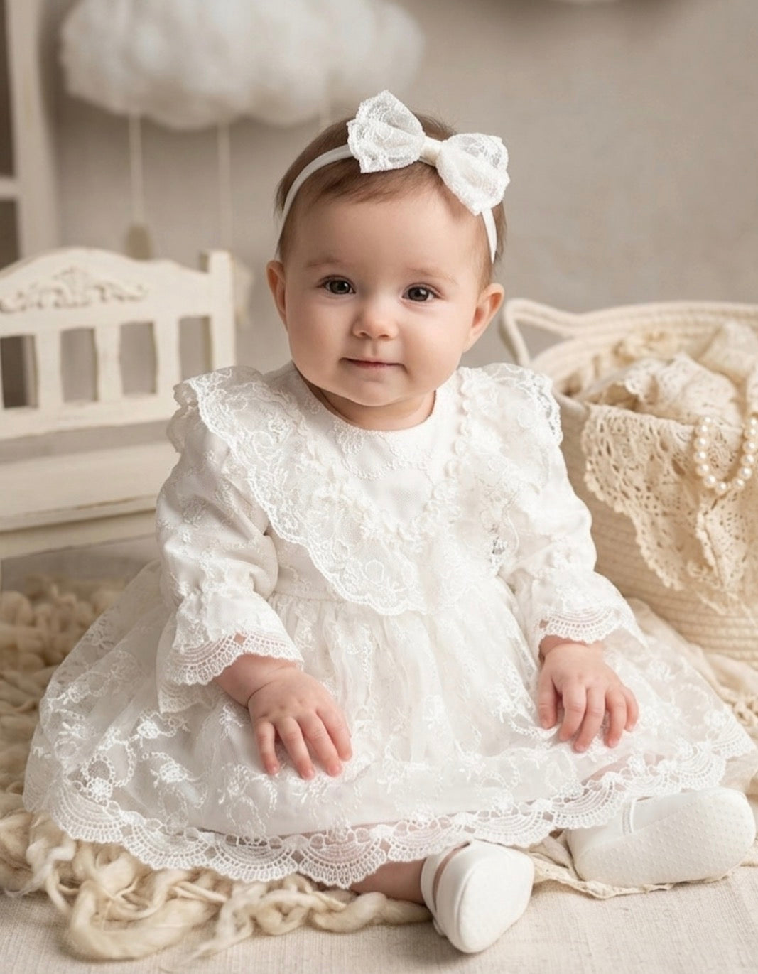 Baby Taufset/Mevlütset - 4 Teilig Deluxe / Creme 3-6 Mon.