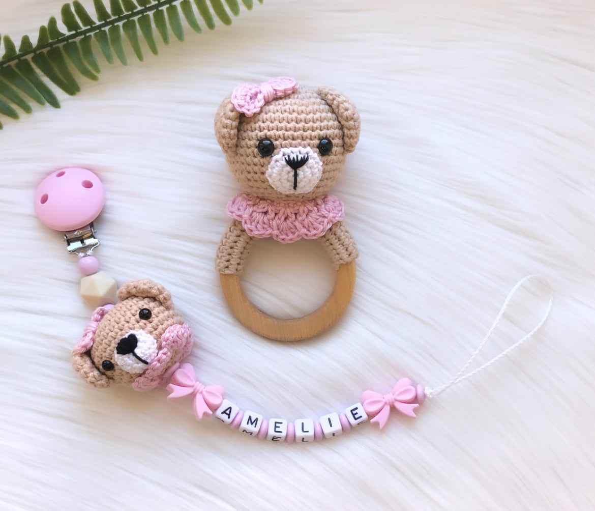 Lovely Bär-Set 3 - Schnullerketten-Yasi