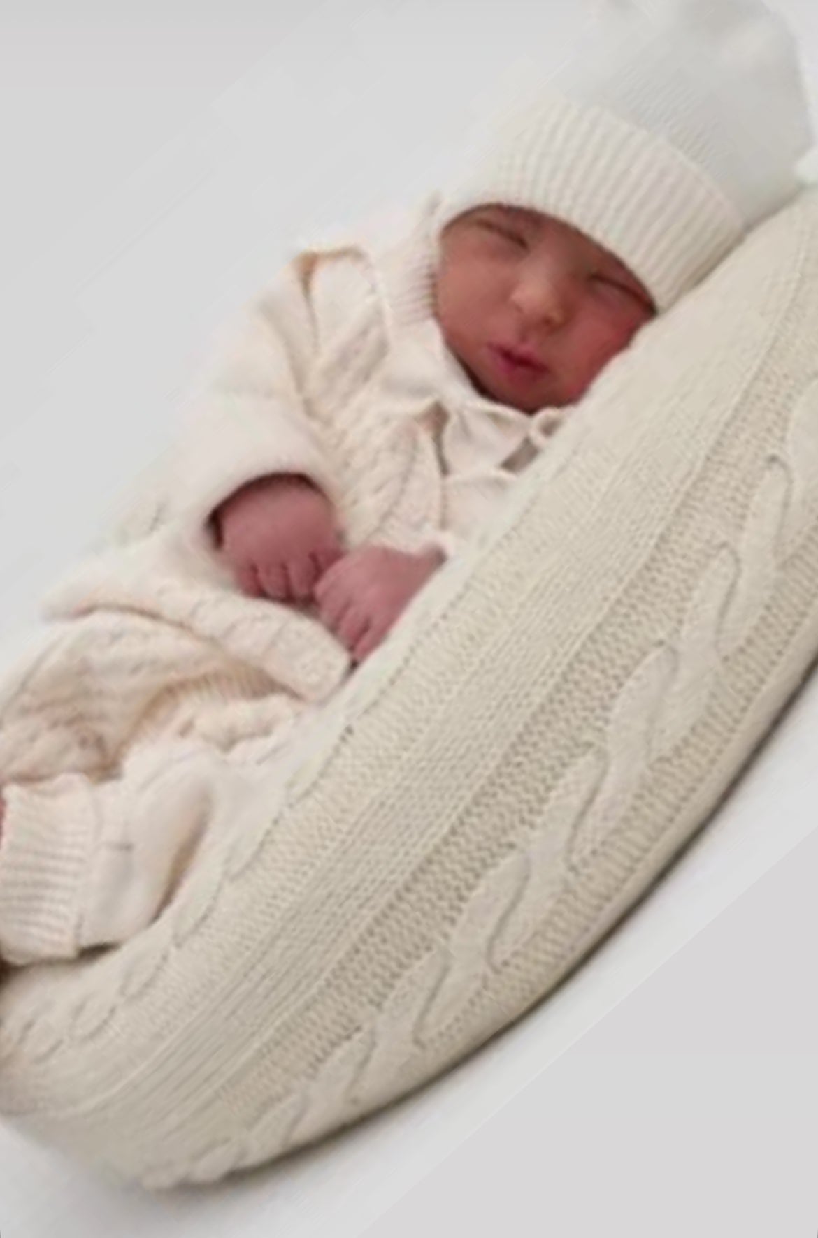 Elegantes 6 tlg. Baby Newborn Strickset - Wabenmuster Gentleman - Creme