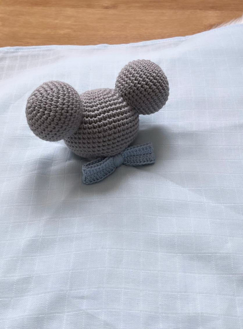 Baby Musselin Schnuffeltuch Blaue Maus – Weich und Handgefertigt