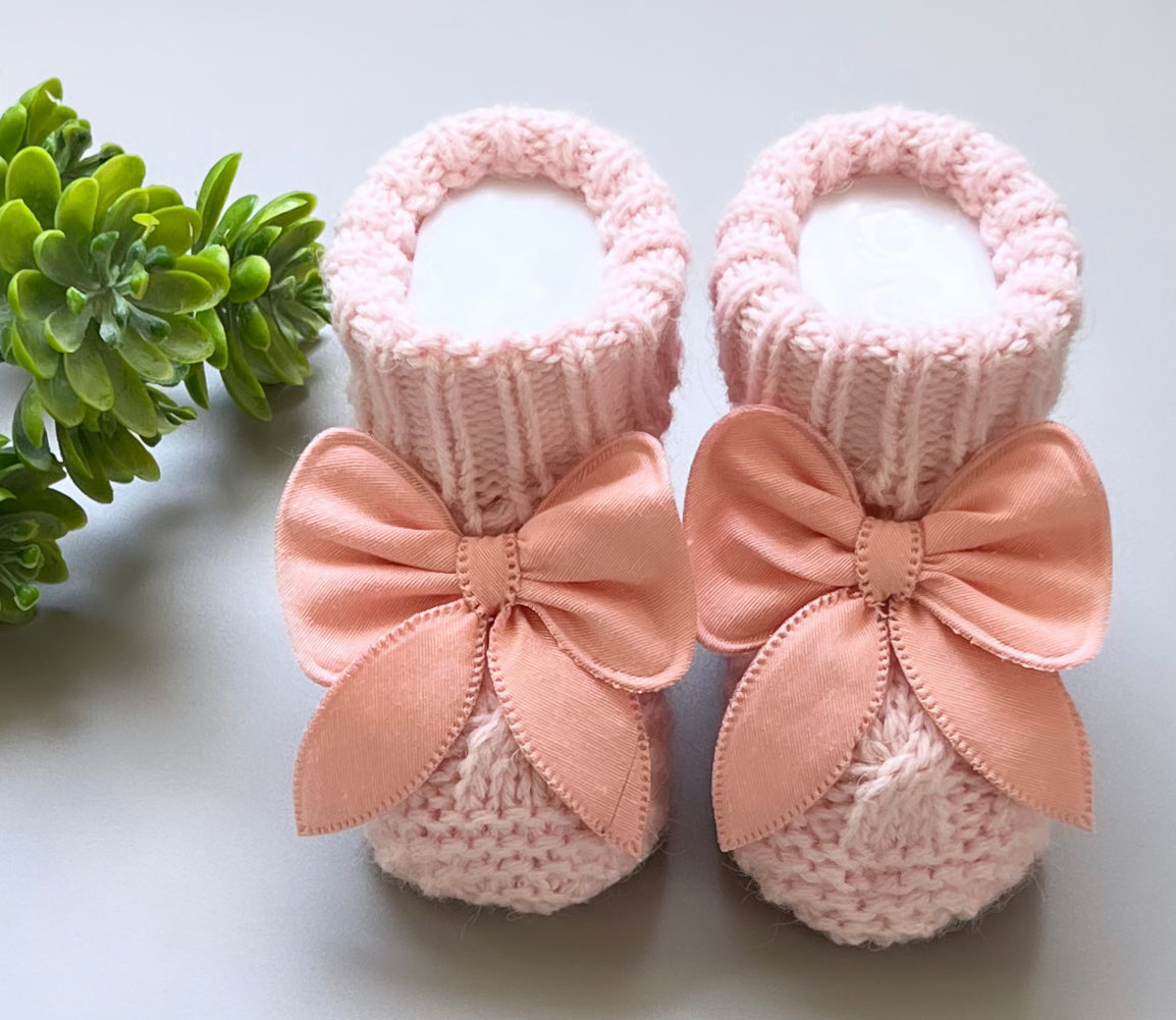 Baby Strickschuhe mit Luxe-Schleife 0-10 Monate