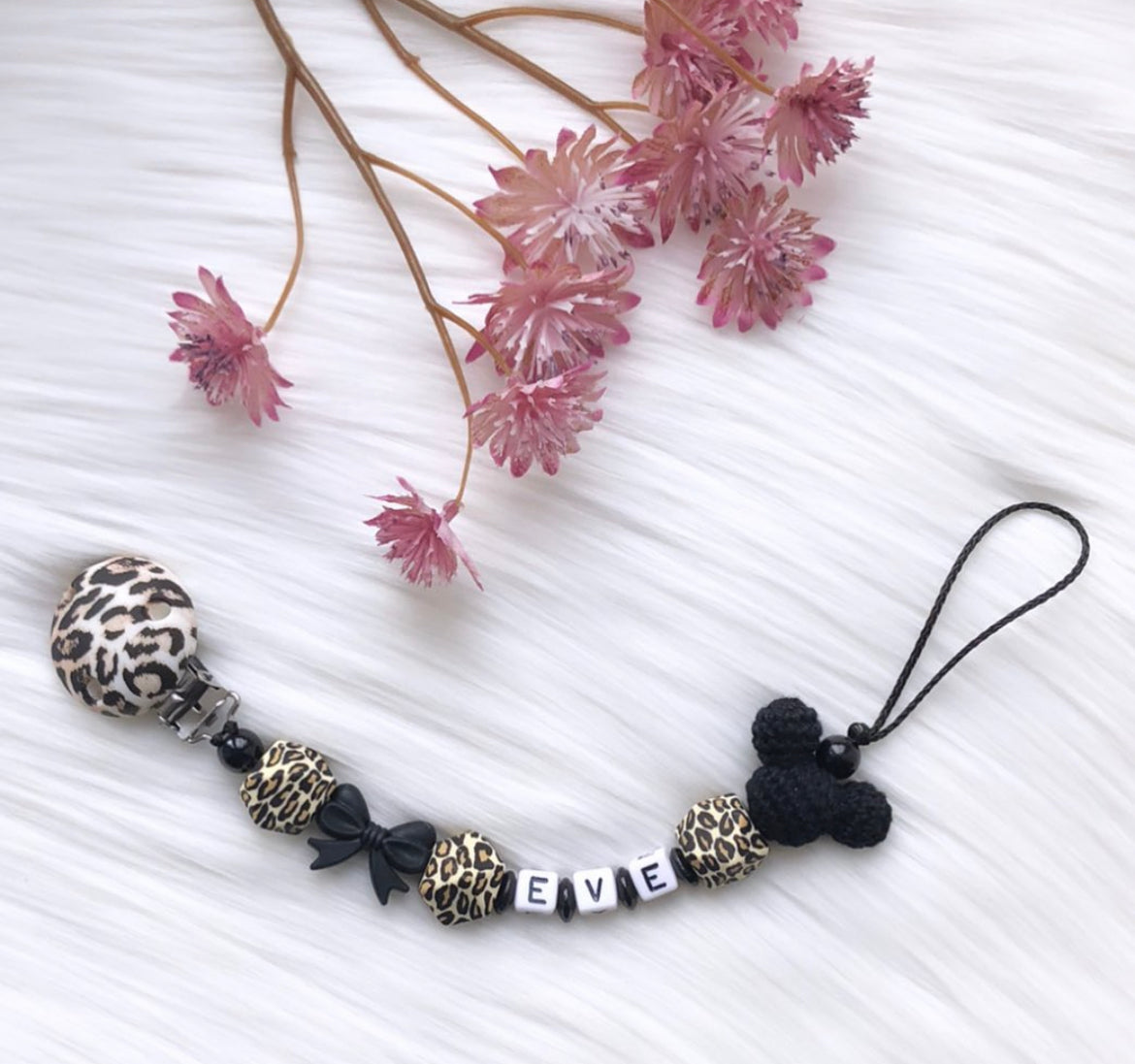 Schnullerkette mit Name Eve