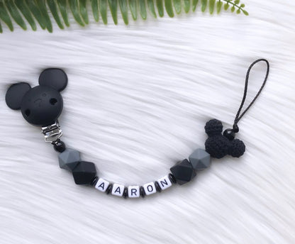 Schnullerkette Maus Black