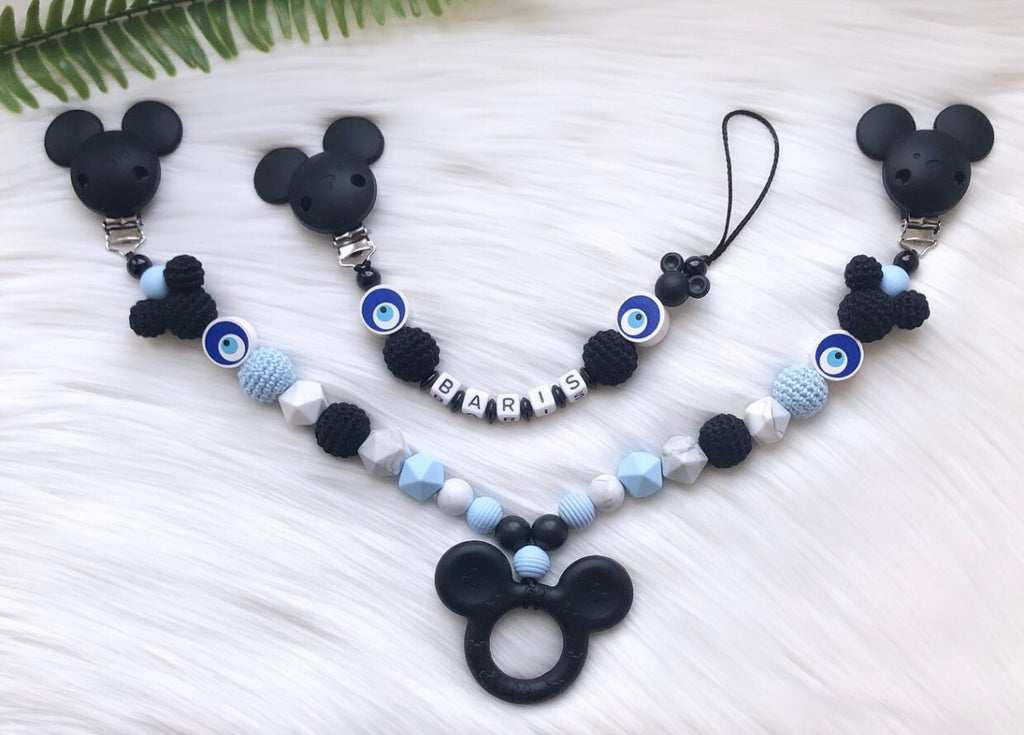 Schnullerkette und Kinderwagenkette
Set personalisiert handmade nazar 