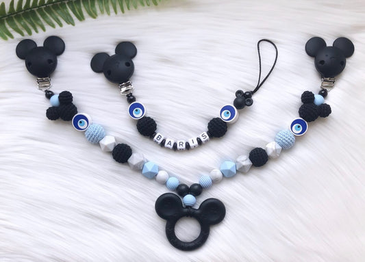 Schnullerkette und Kinderwagenkette
Set personalisiert handmade nazar 