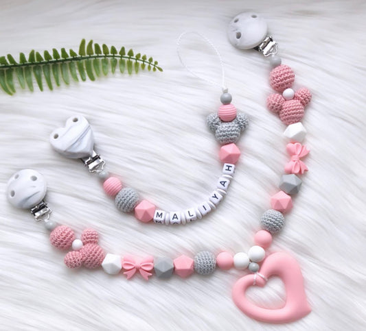 Wagenkette Rosa Maus mit Herz-Anhänger