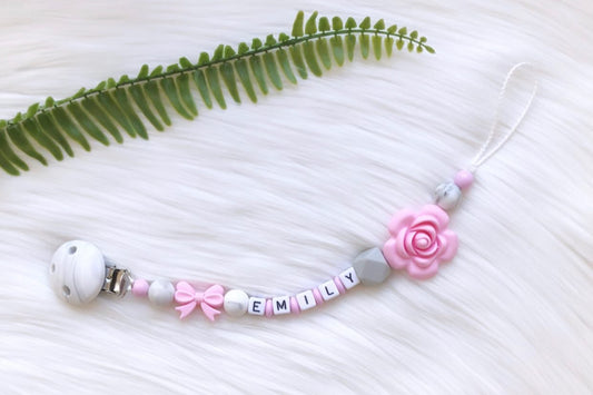 Schnullerkette Rosa Rose
