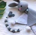 Schnullerkette Marble Gray Maus