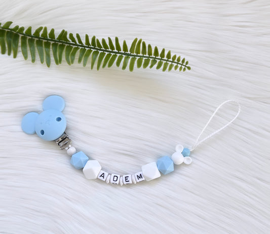 Schnullerkette Blau Maus