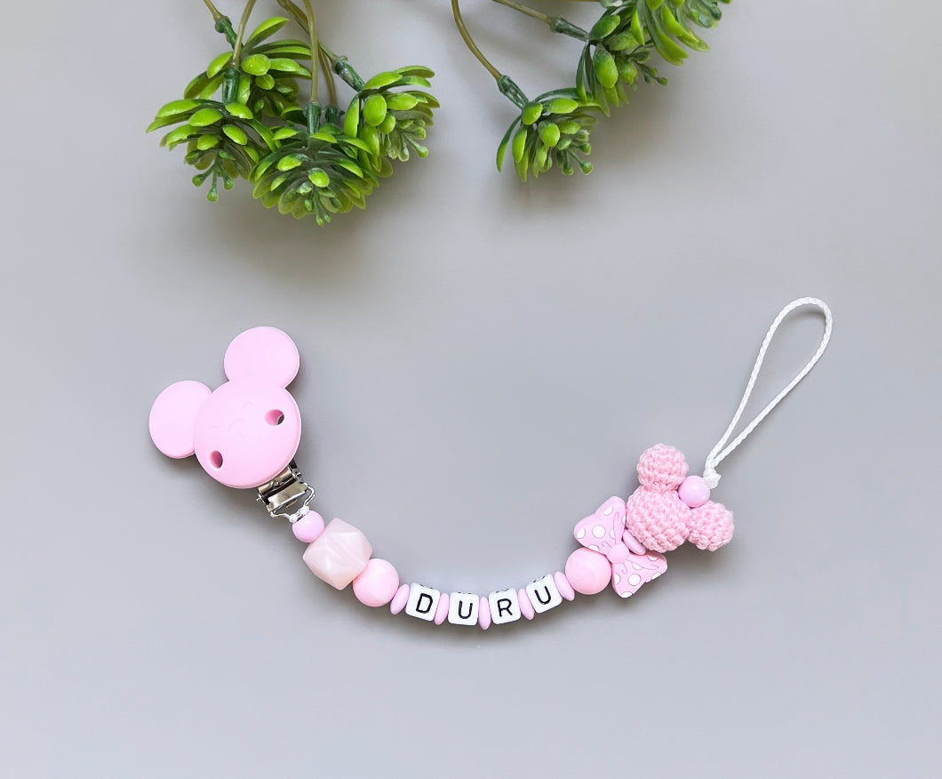 Schnullerkette Rosa Schleife