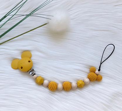 Schnullerkette Yellow Maus